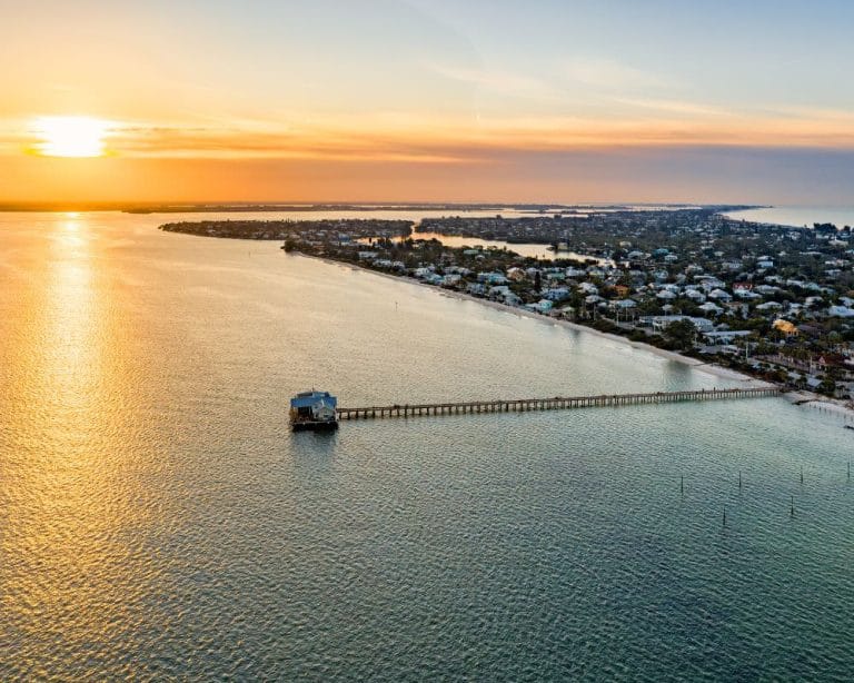 anna maria island city florida beach sunset aerial