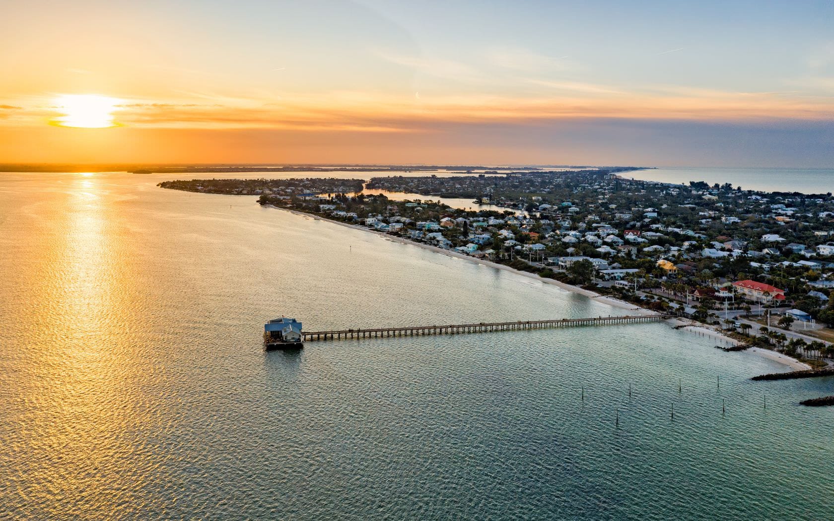 anna maria island city florida beach sunset aerial landscape